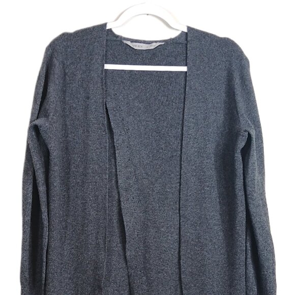 Athleta Cashmere Open Cardigan Womens Small Gray Split Back Duster Lagenlook - Picture 2 of 6